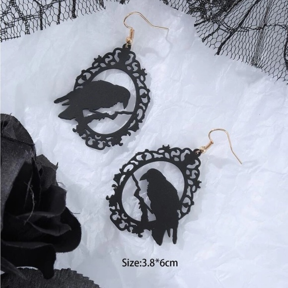 Black Crow Earrings - Picture 5 of 5